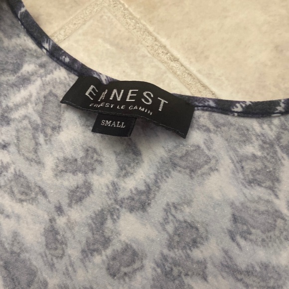 ERNEST LE GAMIN France Tee Black Grey Top Leopard Design XS S Small Extra Small - Picture 3 of 3